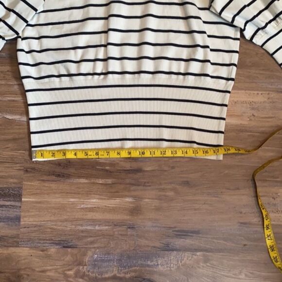 Who What Wear Striped Poetic Puff Sleeve Crewneck Pullover Sweater - Picture 11 of 12